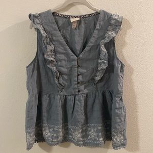 Blue Blouse with white florals